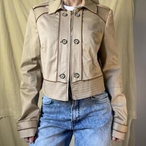 White House Black Market Tan cropped military jacket
